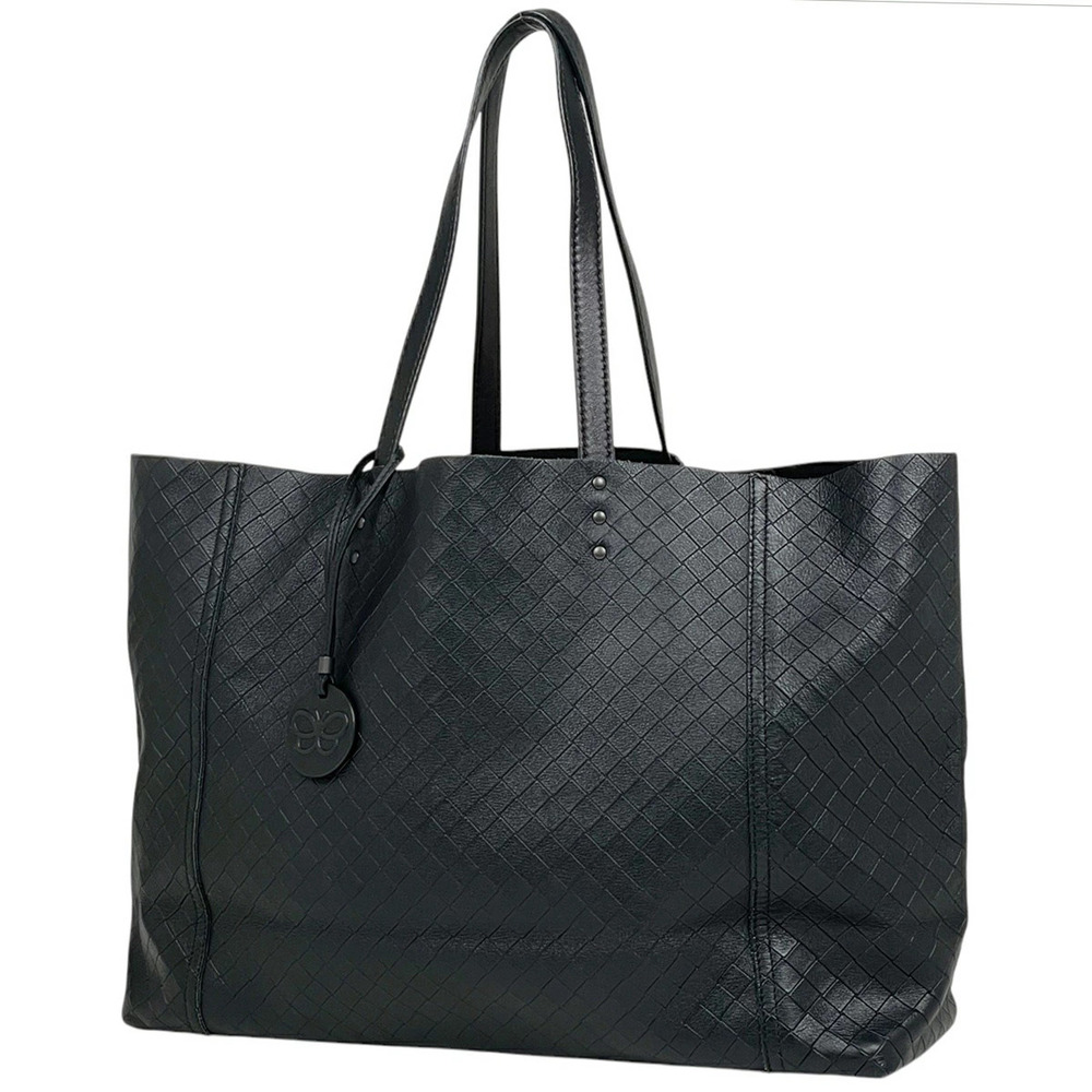 Bottega Veneta Intreccio Mirage Tote Bag Shoulder Leather Black